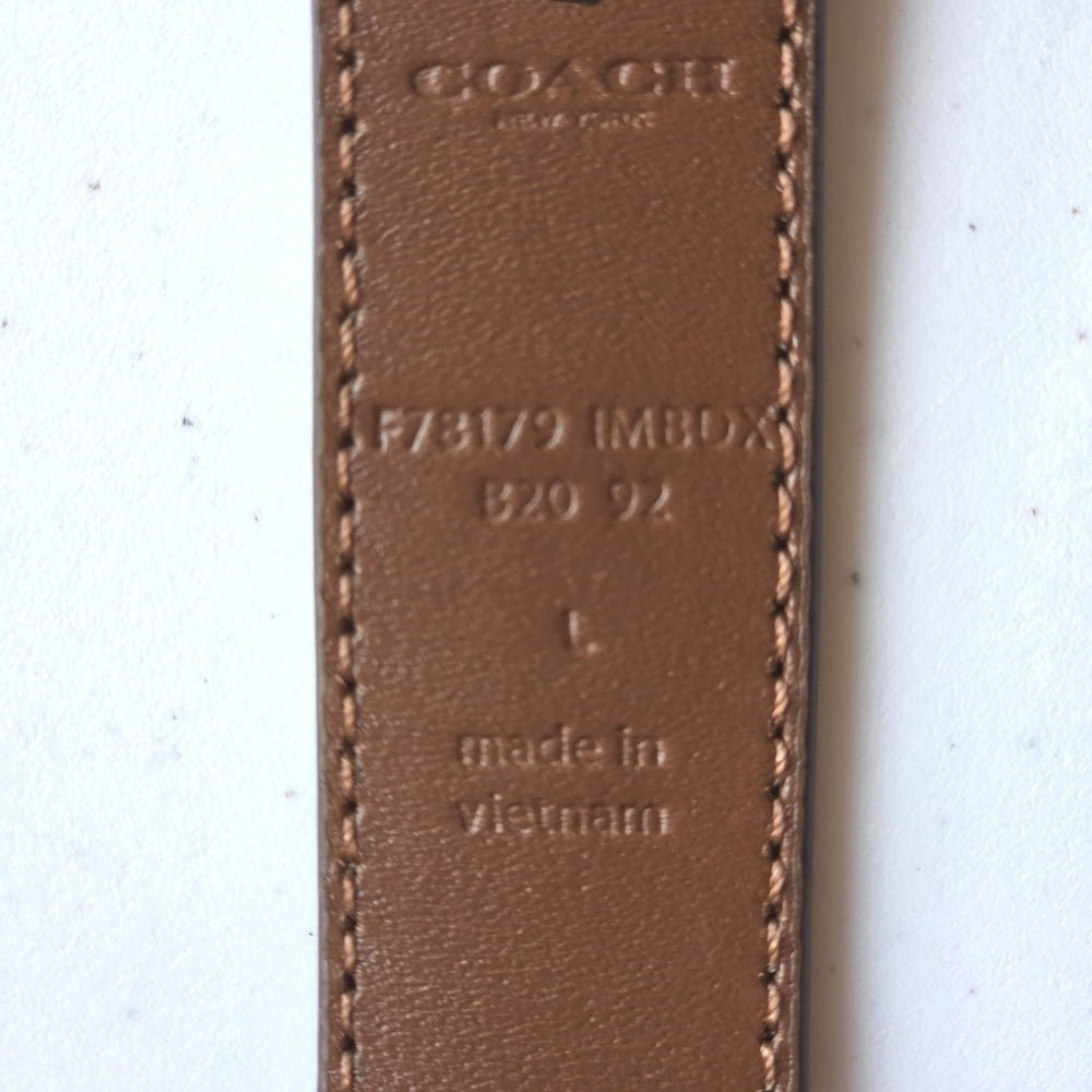 Coach Womens Signature Monogram Leather Trim Belt Khaki Brown Gold F78179 L - Picture 9 of 11